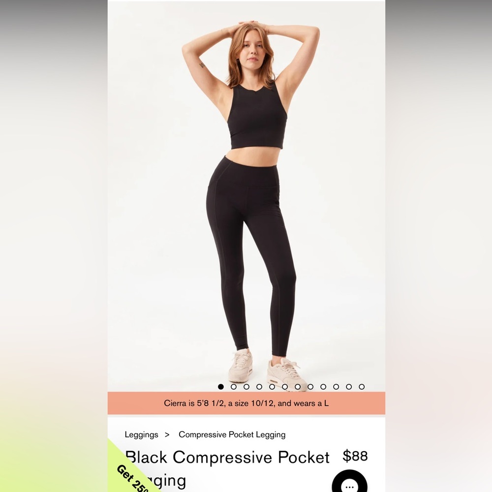 Girlfriend Collective Compressive Pocket Legging 28.5 Inseam - Size Small